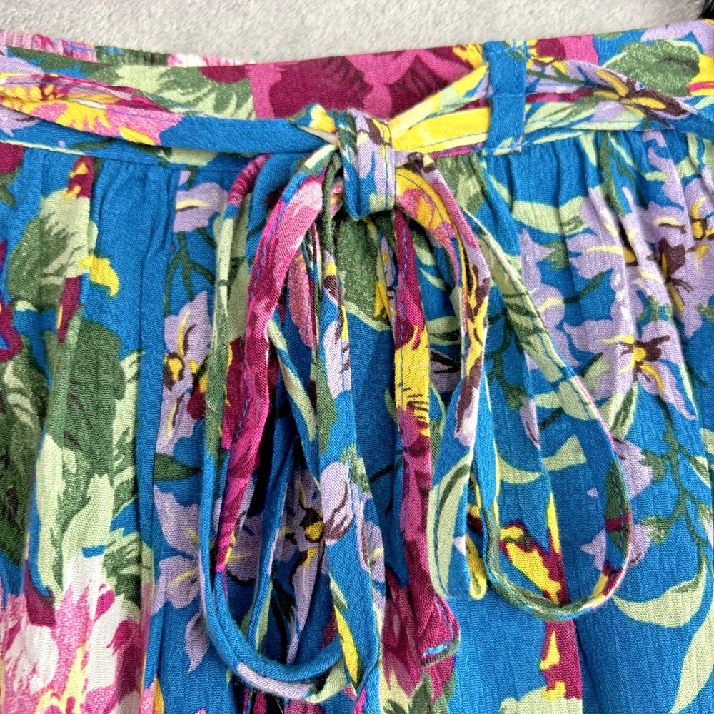 Band of Gypsies S Blue Floral Tie Front Wide Leg Shorts Pull On Garden Boho NWT - Picture 4 of 12